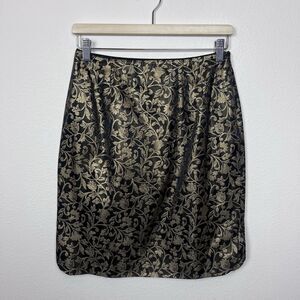 Vintage Gantos Skirt Womens Six Brocade Gold Metallic Whimsigoth Retro USA Made